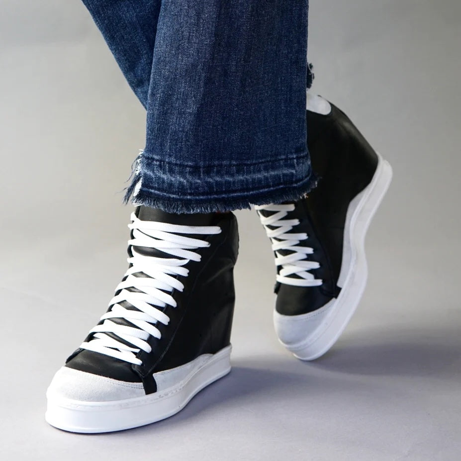 Steve Madden Girls Lavant Wedge Sneakers Shoes Black Wedge side Zip Leather  4 | eBay